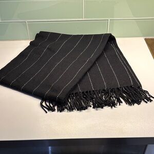Elegant Black Striped Winter Scarf